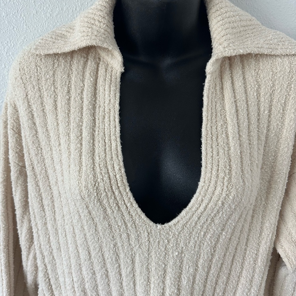 J. Crew V-Neck Ribbed Sweater in Cream - Picture 3 of 7